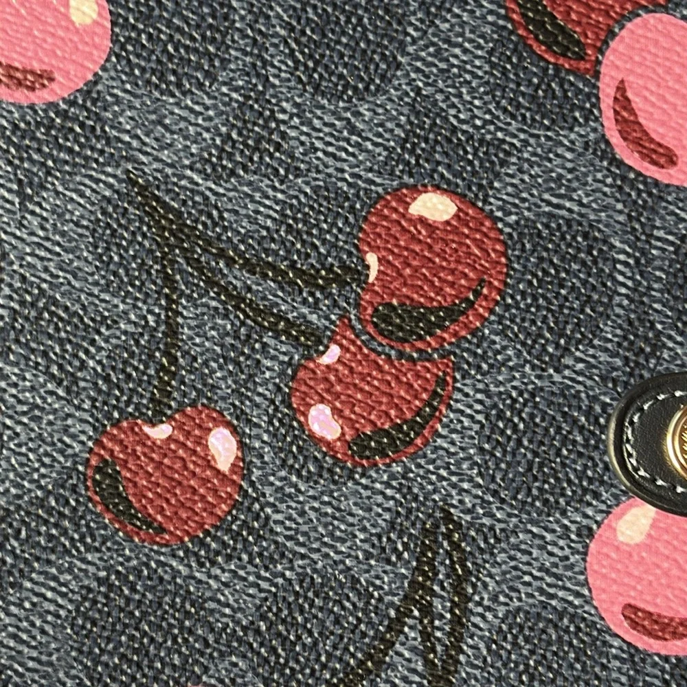 🍒 COACH NOTEBOOK IN SIGNATURE CANVAS WITH CHERRY PRINT 🍒 NWT 🍒